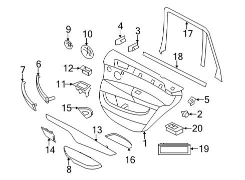 2014 BMW X5 Front Door Cover, Window Frame, Door Rear Left Diagram for 51427292513