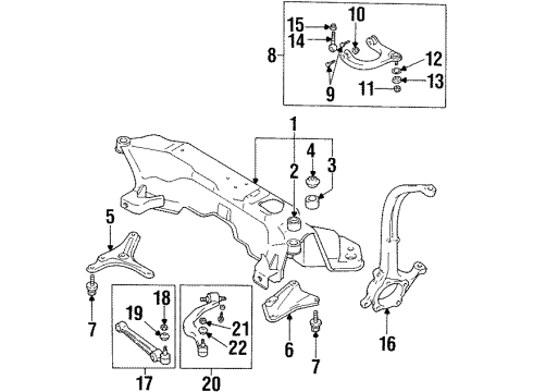 1999 Chrysler Sebring Front Suspension Components, Lower Control Arm, Upper Control Arm, Stabilizer Bar Knuckle-Rear Diagram for MR519522