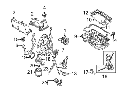 2003 Ford Explorer Sport Trac Engine Parts, Cylinder Head & Valves, Camshaft & Timing, Oil Pump, Pistons, Rings & Bearings Valve Cover Gasket Diagram for F77Z-6584-BA