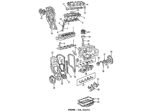 1995 Pontiac Sunfire Engine Parts, Mounts, Cylinder Head & Valves, Camshaft & Timing, Oil Pan, Oil Pump, Crankshaft & Bearings, Pistons, Rings & Bearings Cover-Engine Front Diagram for 24573991