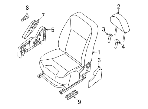 2007 Nissan Sentra Front Seat Components Cap-Bolt Diagram for 88599-ET00B