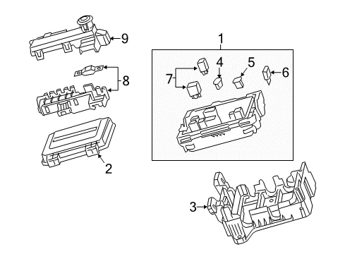 2017 Cadillac ATS Fuse & Relay Mount Bracket Diagram for 84140227