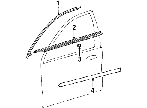 1996 Mercury Sable Exterior Trim - Front Door Body Side Molding Diagram for F6DZ5420938BUB