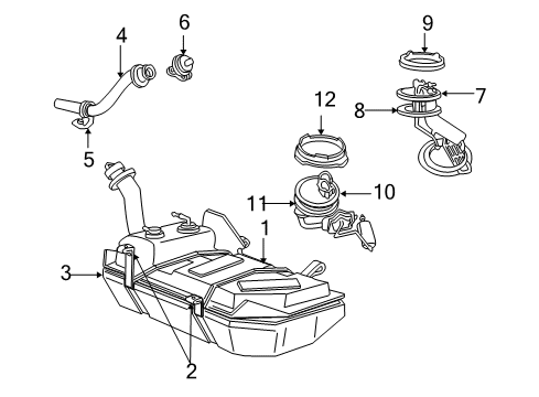 1999 Ford Mustang Fuel System Components Filler Pipe Diagram for 3R3Z-9034-AA