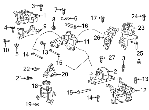 2019 Toyota Avalon Engine & Trans Mounting Front Mount Bracket Diagram for 12341-F0010