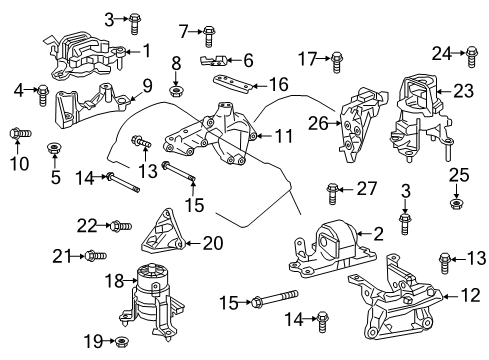 2019 Toyota Avalon Engine & Trans Mounting Rear Mount Bracket Diagram for 12303-0P040