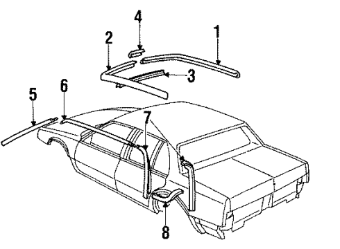 1986 Buick LeSabre Roof & Components, Exterior Trim Molding Asm-Scalp Windshield & Roof Drip Diagram for 20641981