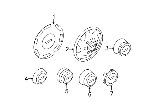 2005 Ford E-150 Club Wagon Wheel Covers & Trim Cover Diagram for F2UZ-1130-D