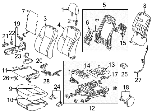 2013 Toyota Avalon Power Seats Seat Back Frame Diagram for 71103-07010