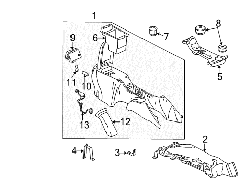 2002 Oldsmobile Bravada Auxiliary Heater & A/C Console Asm-Front Floor *Pewter I Diagram for 15186032