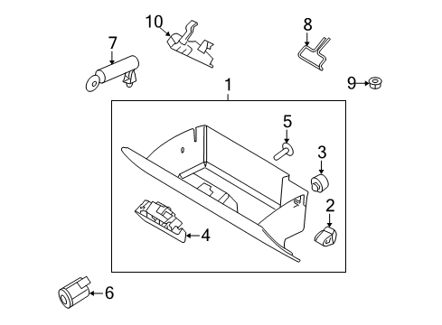 2012 Ford Flex Glove Box Striker Diagram for 5F9Z-7406064-AA