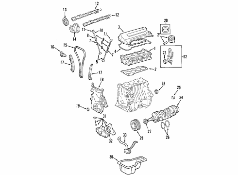 2008 Toyota Matrix Engine Parts, Mounts, Cylinder Head & Valves, Camshaft & Timing, Oil Pan, Oil Pump, Crankshaft & Bearings, Pistons, Rings & Bearings Piston Ring Set Diagram for 13011-0D010