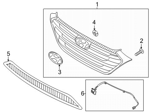 2021 Hyundai Tucson Grille & Components Front Bumper Lower Grille Diagram for 86561-D3500