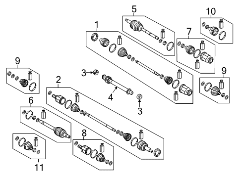 2020 Hyundai Veloster N Drive Axles - Front Joint Kit-FR Axle Diff Side Diagram for 49534-K9100