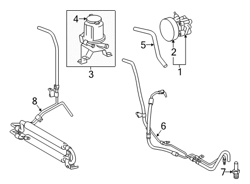 2020 Toyota Tacoma P/S Pump & Hoses, Steering Gear & Linkage Return Tube Diagram for 44416-04060