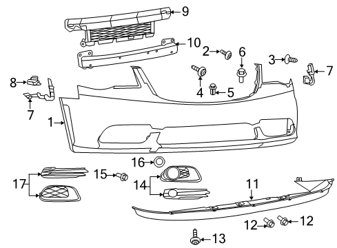 2014 Chrysler Town & Country Front Bumper Trim Ring-Fog Lamp Bezel Diagram for 68100718AA