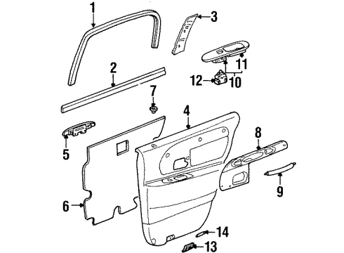 2002 Lincoln Town Car Interior Trim - Rear Door Belt Weatherstrip Diagram for 2W1Z-5425861-AA