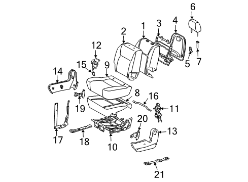 2006 Toyota Sienna Rear Seat Components Hinge Cover Diagram for 71485-AE030-B0