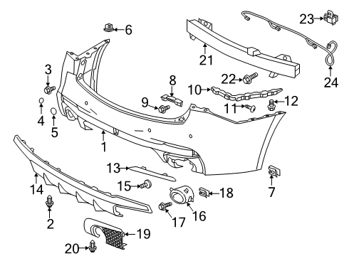 2018 Acura TLX Parking Aid Rear Rear Assembly, L Diagram for 33555-TZ3-A21