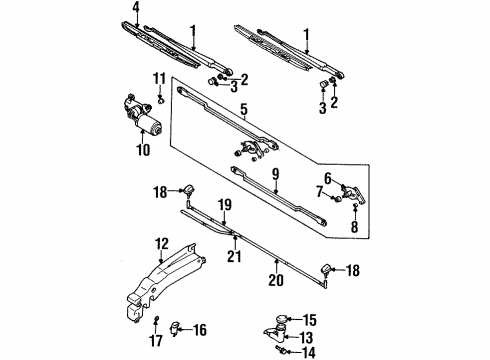 1999 Isuzu Amigo Wiper & Washer Components Cover, Wiper Arm Diagram for 8-94460-965-0