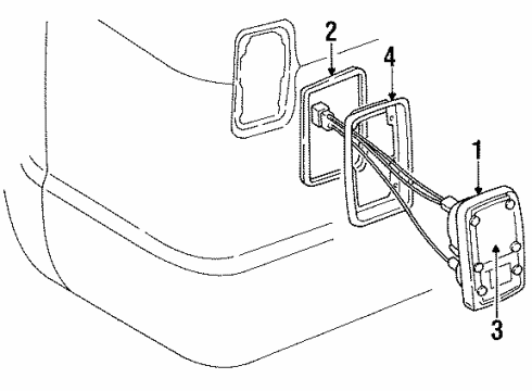 1992 Dodge B350 Combination Lamps Lens Pkg-Assembly T/STP T/SIG & Back Up Diagram for 4057972