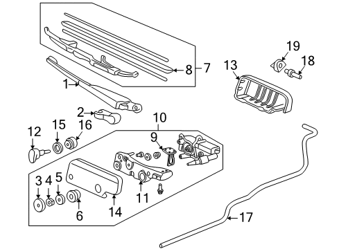 1998 Honda CR-V Wiper & Washer Components Bolt, RR. Wiper Motor Base Plate Diagram for 90108-SR3-901