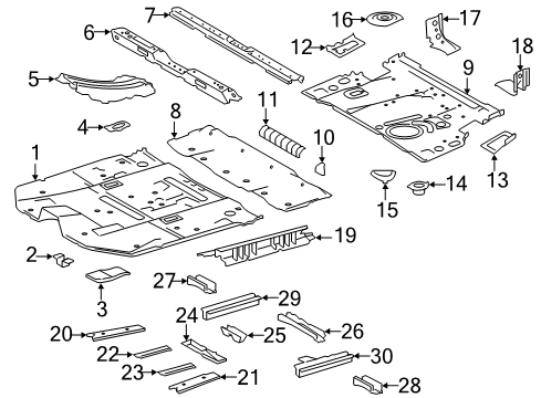 2017 Toyota Highlander Pillars, Rocker & Floor - Floor & Rails Bracket, Fuel Tank Mounting, Front Center Diagram for 57691-0E020