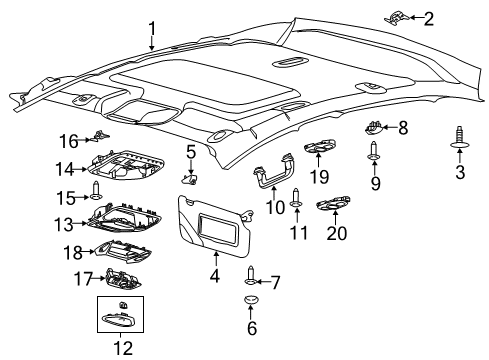 2014 Ford Focus Interior Trim - Roof Sunvisor Diagram for F1EZ-5804105-BB