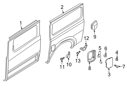 2014 Nissan NV3500 Side Panel & Components, Exterior Trim Spring-Fuel Filler Diagram for 78836-1PA0A