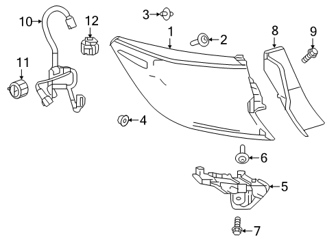 2019 Toyota Corolla Bulbs Tail Lamp Assembly Diagram for 81551-12D31