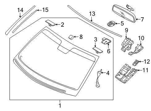 2015 Kia K900 Wiper & Washer Components Rear View Inside Mirror Assembly Diagram for 851013T300