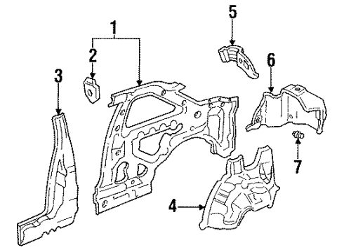 1991 Acura Integra Quarter Panel - Inner Components Wheelhouse, Left Rear Diagram for 64730-SK7-300ZZ