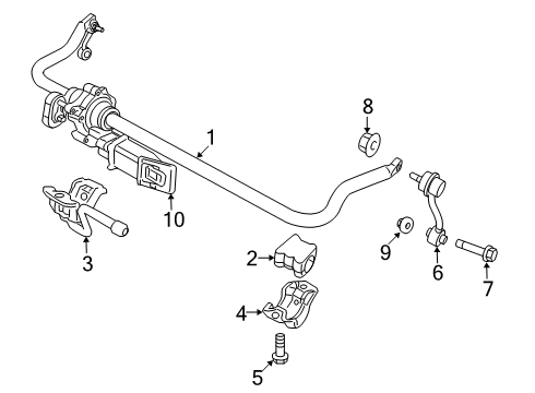 2021 Jeep Gladiator Stabilizer Bar & Components - Front Bolt-Hex FLANGE Head Diagram for 6512814AA