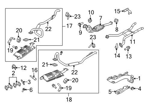 2009 Ford Crown Victoria Exhaust Components Muffler Diagram for 6W7Z-5230-BC