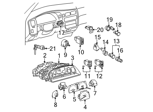 1997 Toyota Tacoma Instruments & Gauges Speedometer Head Diagram for 83110-04100