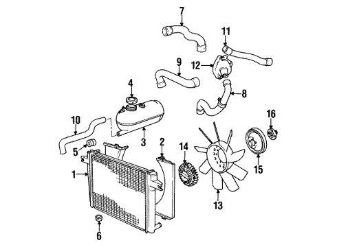 1987 BMW 325i Radiator & Components, Cooling Fan Coolant Expansion Tank Diagram for 17111707540