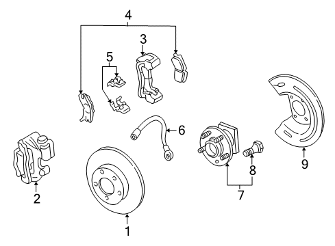 2000 Cadillac DeVille Rear Brakes Caliper Asm, Rear Brake Diagram for 89047653