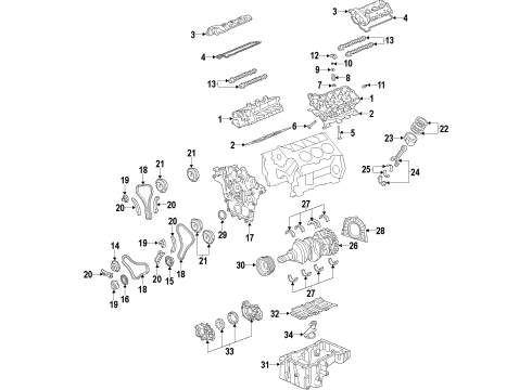 2016 Cadillac ATS Engine Parts, Mounts, Cylinder Head & Valves, Camshaft & Timing, Variable Valve Timing, Oil Cooler, Oil Pan, Oil Pump, Balance Shafts, Crankshaft & Bearings, Pistons, Rings & Bearings Chain Guide Diagram for 12700437