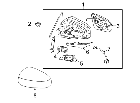 2014 Infiniti QX70 Parking Aid Glass-Mirror, RH Diagram for 96365-1AA0B