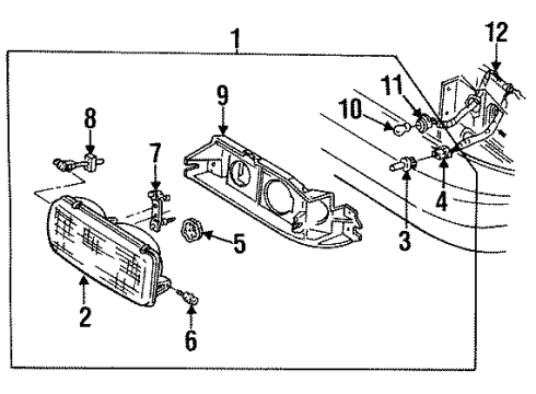 1991 Buick Roadmaster Headlamps HARNESS, Chassis Wiring Diagram for 12086251