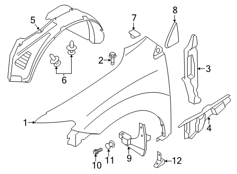 2012 Nissan Murano Fender & Components, Exterior Trim PROTCT Front Fender L Diagram for 63841-1SX0A