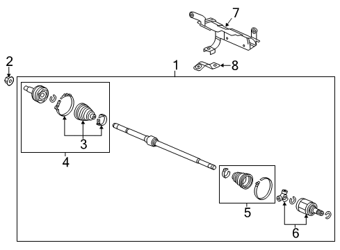 2013 Honda Civic Drive Axles - Front Driveshaft Assembly, Passenger Side Diagram for 44305-TT1-A01