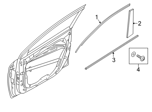 2018 Hyundai Elantra Exterior Trim - Front Door Weatherstrip Assembly-Front Door Belt Outside RH Diagram for 82220-F2000