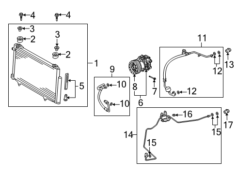 2004 Scion xA A/C Condenser, Compressor & Lines Condenser Diagram for 88450-52131