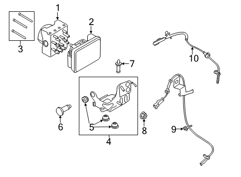 2019 Ford SSV Plug-In Hybrid ABS Components Bracket Diagram for DG9Z-2C304-C