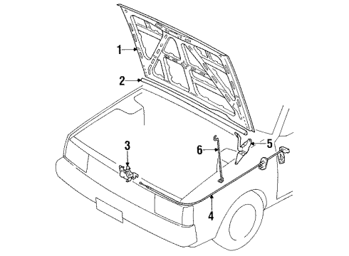 1985 Nissan Sentra Hood & Components Female Hood Lock Diagram for 65601-02A00