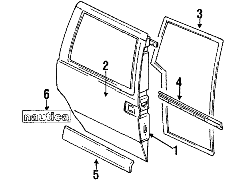 1998 Mercury Villager Side Loading Door & Components, Exterior Trim Side Molding Diagram for YF5Z1225532KAPTM