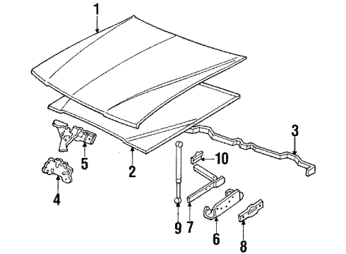 1987 Pontiac Bonneville Hood & Components Latch Asm-Hood Secondary Diagram for 10037491