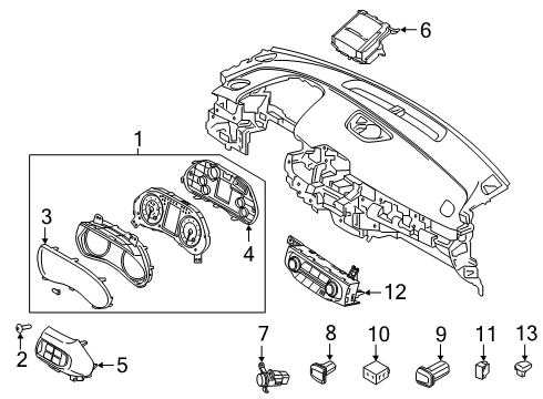 2019 Hyundai Veloster Ignition Lock Switch Assembly-Side Crash Pad Diagram for 93700-J3170-UFM