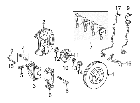 2005 Chrysler Crossfire Front Brakes Front Wheel Hub Diagram for 5099235AA